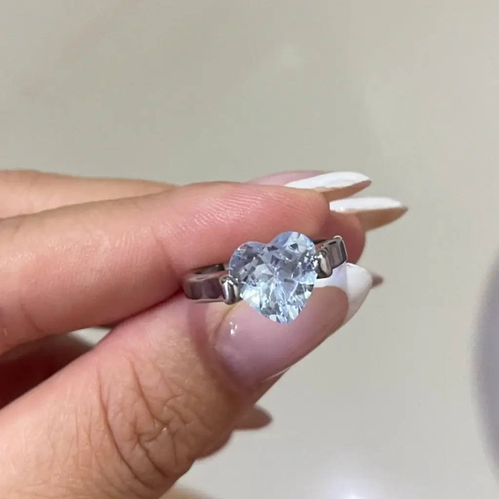Anel Prata Com Pedra de Zircônia Aço Inoxidável