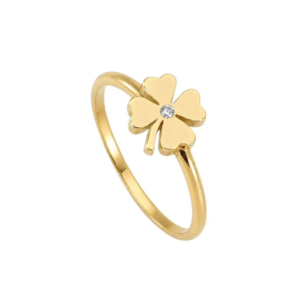 Anel Trevo Com Zircônia Dourado