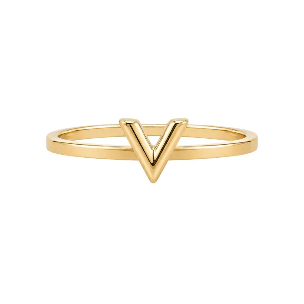 Anel V Minimalista Dourado