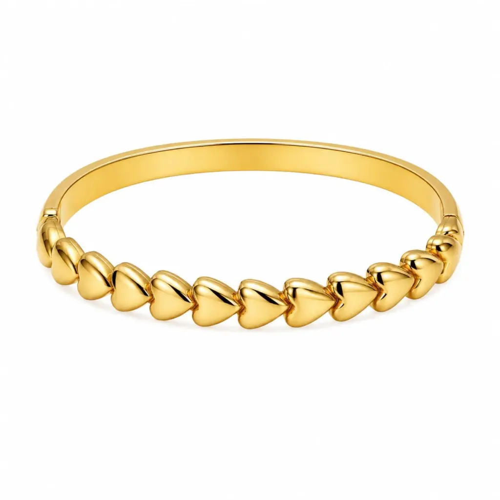 Bracelete Corações Dourado Aço Inoxidável