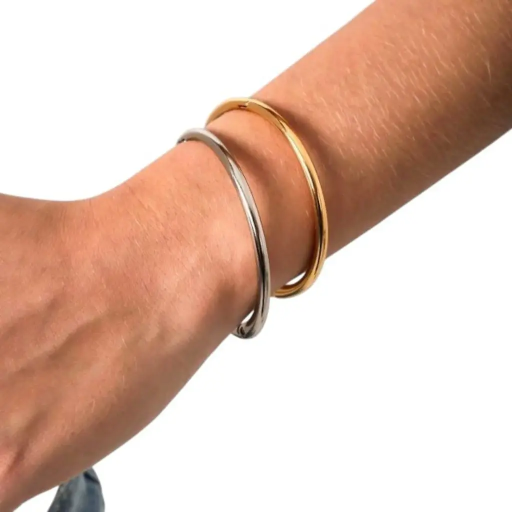 Bracelete Liso Fino Aço Inoxidável