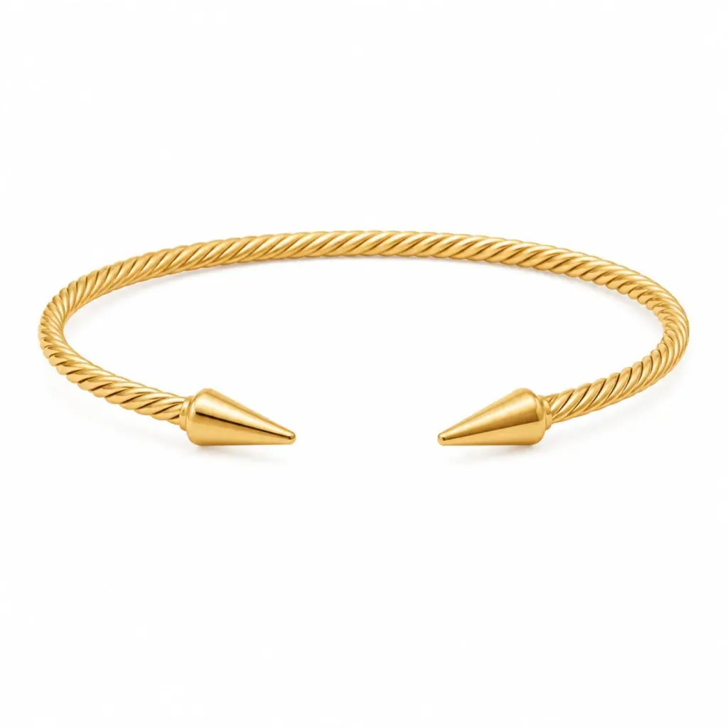 Bracelete Torcido Dourado Aço Inoxidável