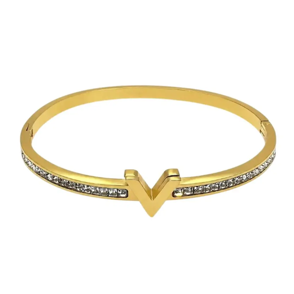 Bracelete V Com Zircônias