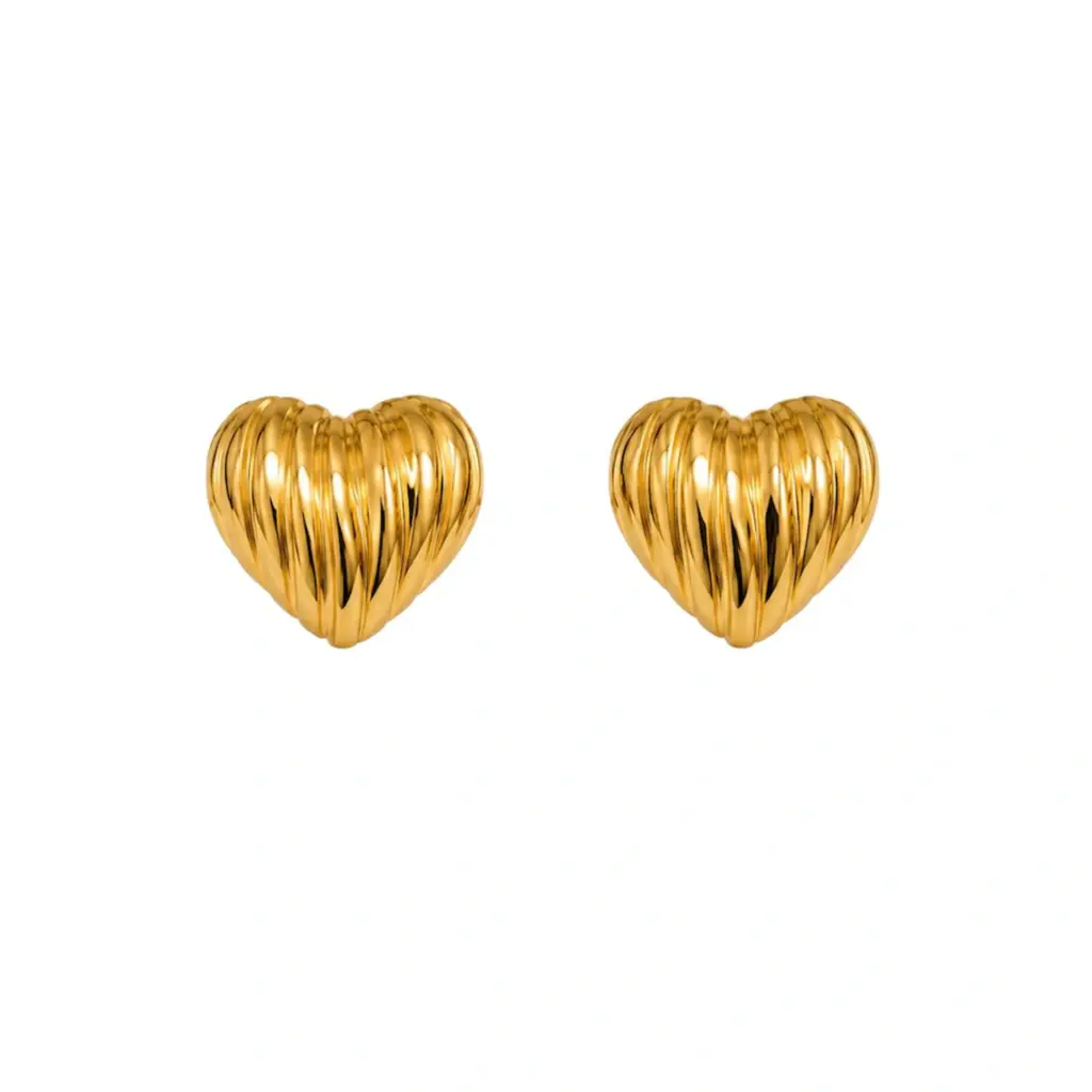 Brinco Coração Dourado Aço Inoxidável