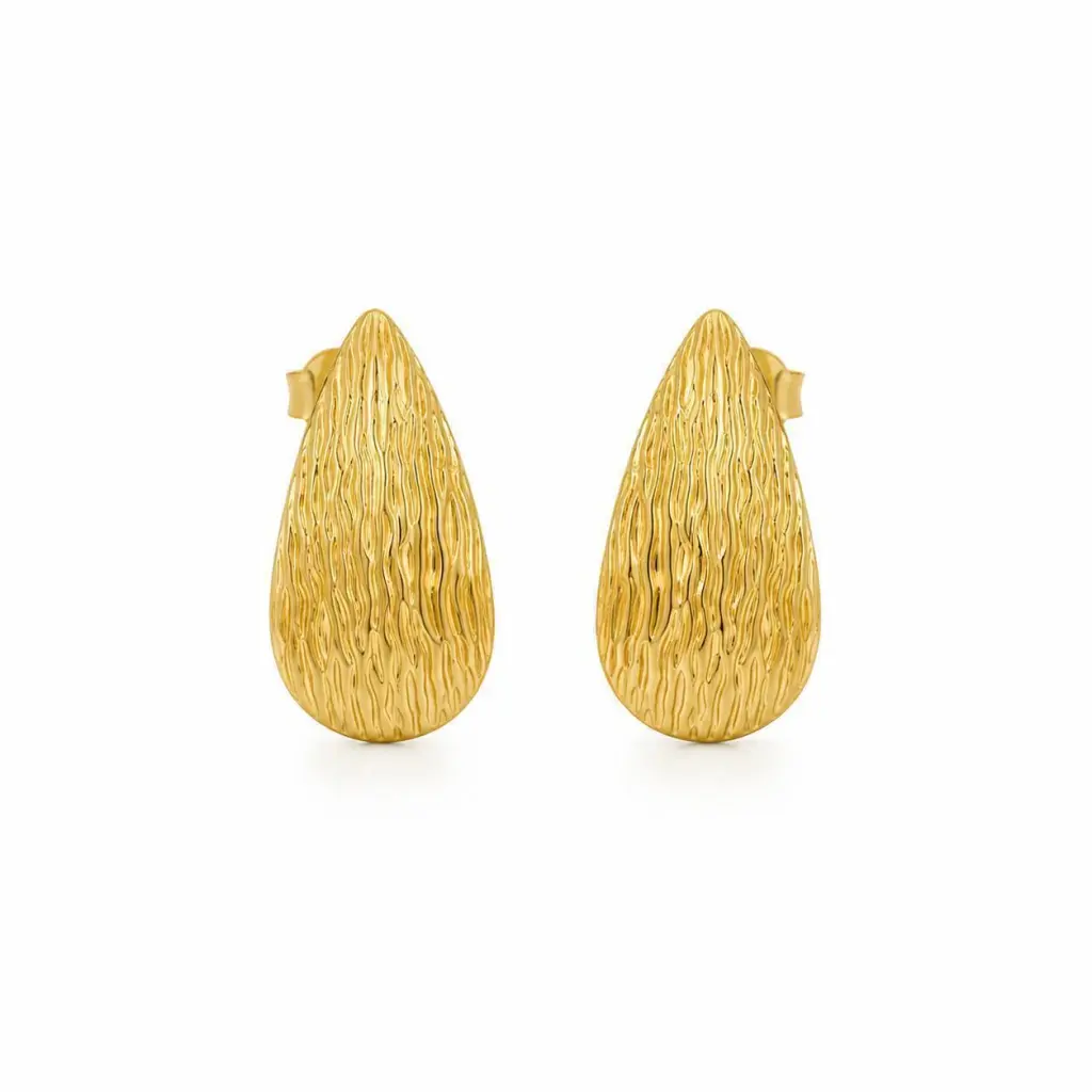Brinco Gota Texturizado Dourado