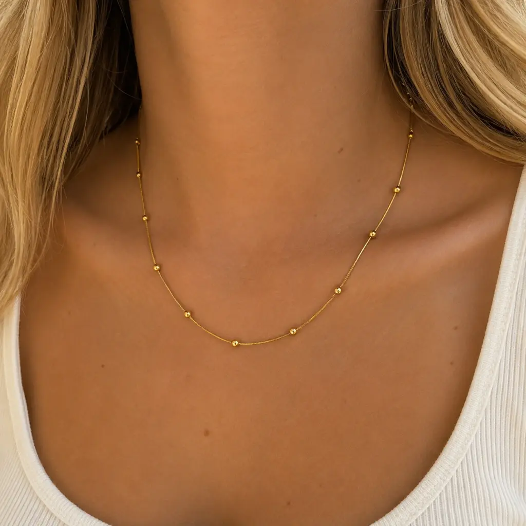 Colar Bolinhas Dourado