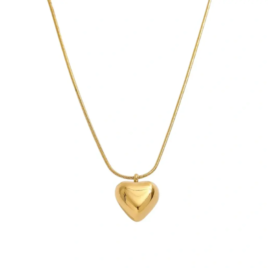 Colar Coração Dourado Aço Inoxidável