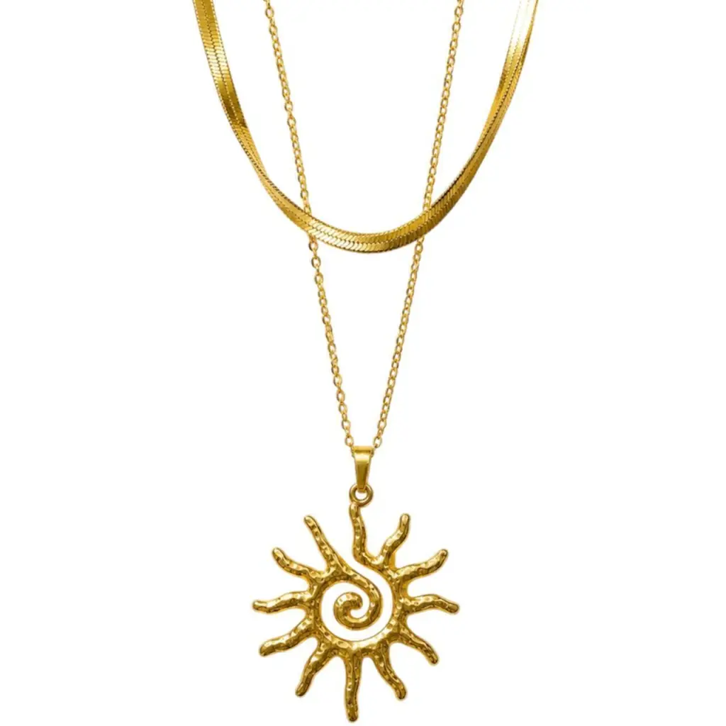 Colar Duplo Sol Dourado